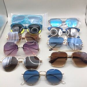 Curated bundle 10 trendy fashion oversized style sunglasses variety of brands.